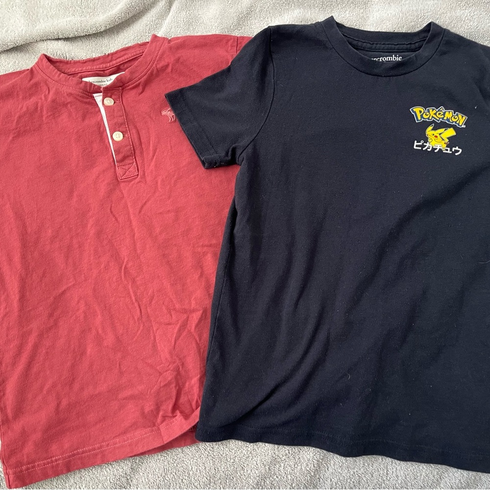 abercrombie kids Black Pokemon Pikachu Tee & Red Henley Set